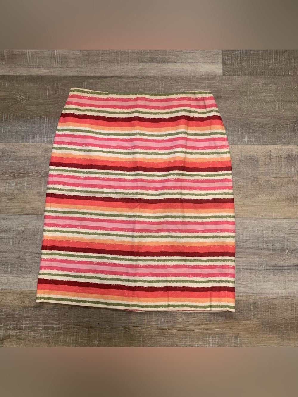 Talbots Petite 4P Striped Linen & Cotton Straight Pencil Skirt
